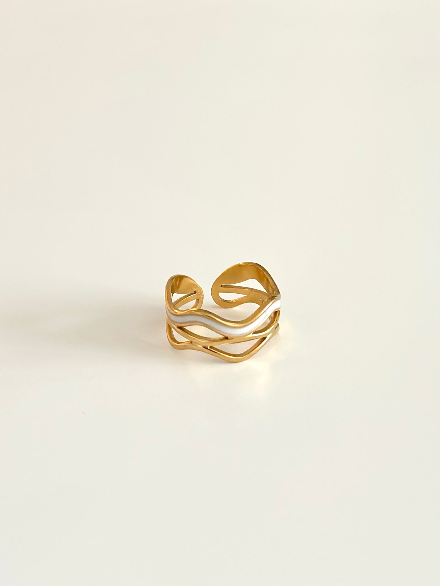 Gold Rings with White Details