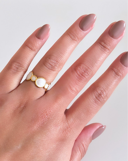 Gold Rings with White Details