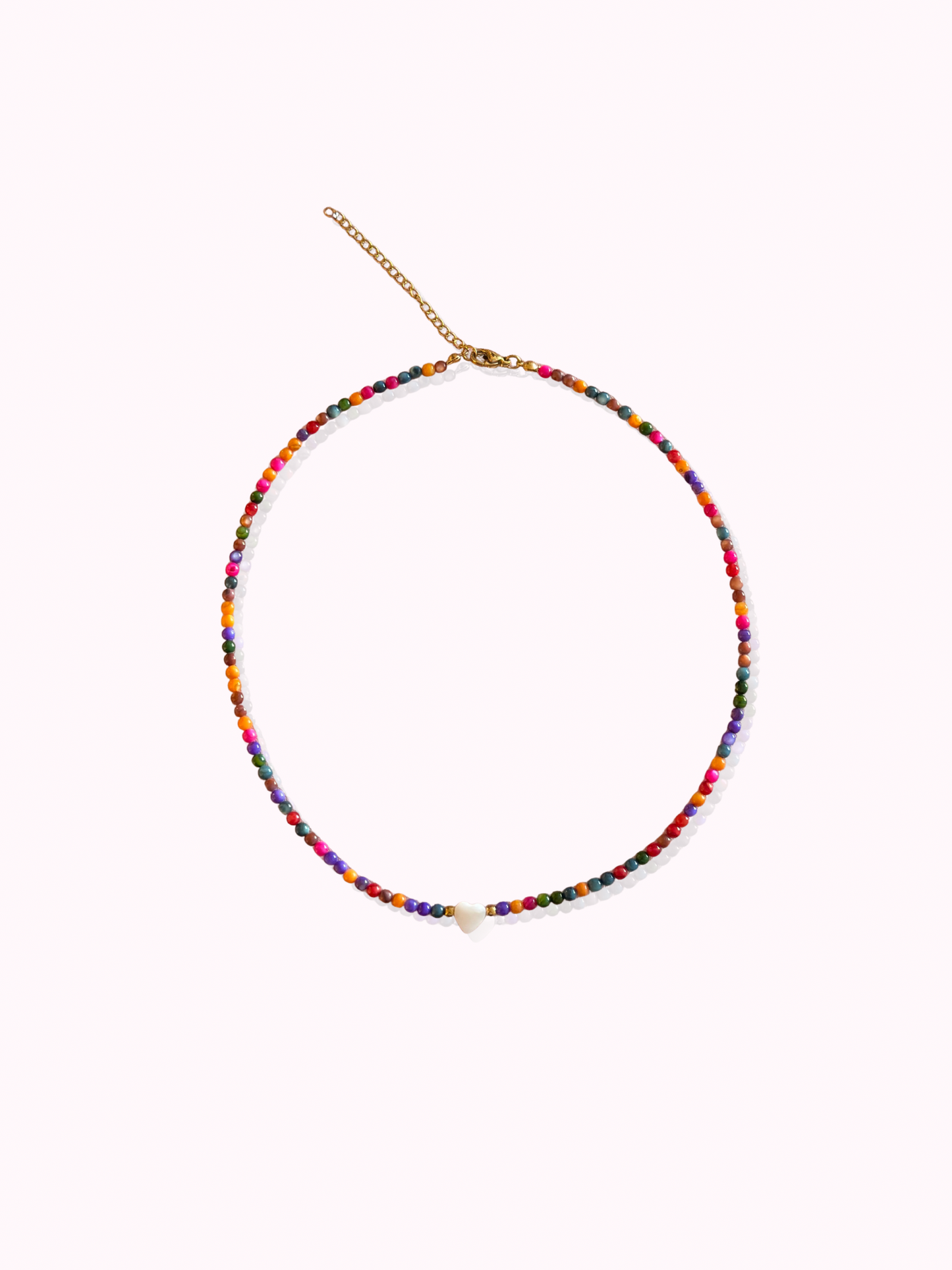 Natural Stone Necklace with Mini Heart