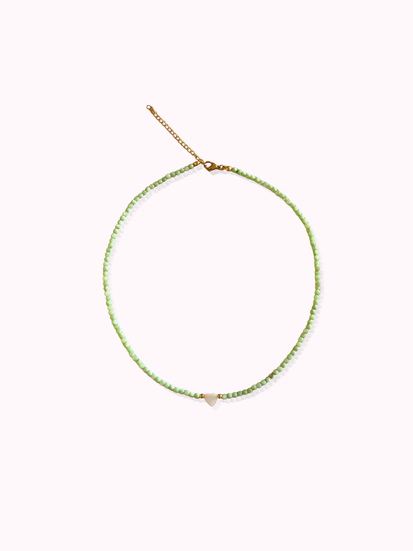 Natural Stone Necklace with Mini Heart