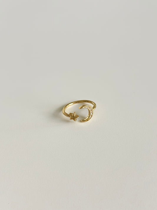 Moon and Star Ring