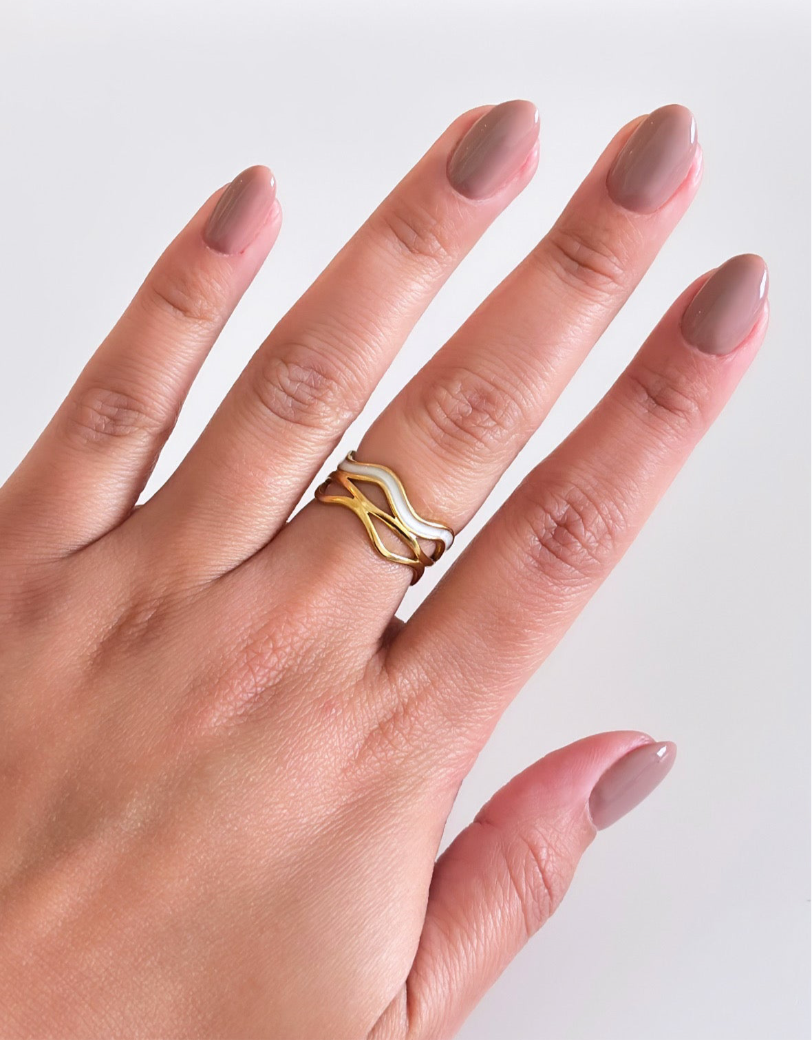 Gold Rings with White Details
